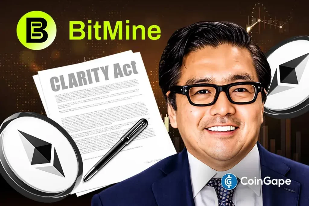 Bitmine’s Ethereum Holdings Hit 5.74M ETH as Tom Lee Backs CLARITY Act